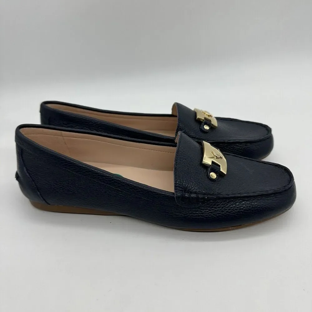 Kate Spade Carmen Leather Moccasin Loafer Women Size 7.5 Navy Blue